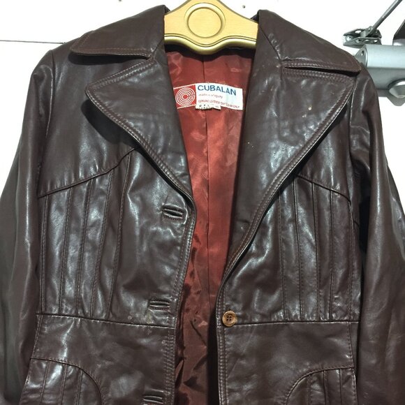 VINTAGE CUBALAN BELTED LEATHER JACKETS SIZE 10 - Picture 6 of 15